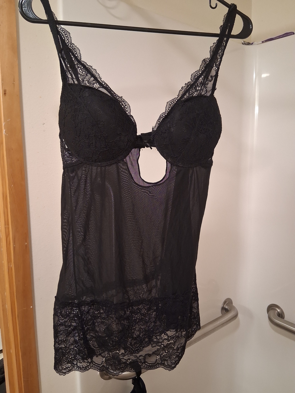 Victoria's Secret Black Lace & Mesh Chemise